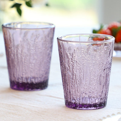 Set of 4 Heather Lavender Drinking Tumbler Glasses Wedding Decorations Ideas