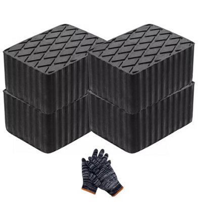 Set of 4 Heavy Duty Universal Rubber Jack Pads 160x120x80mm