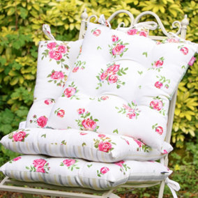 Set of 4 Helmsley Blush Garden Seat Pads with String Ties 40cm L x 40cm W