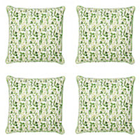 Set of 4 Large Green Leaf Print Indoor Furniture Sofa & Chair Cushions