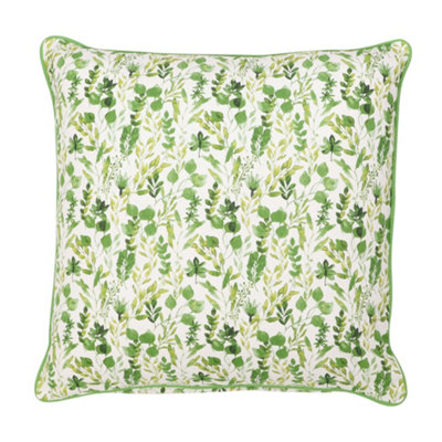 Set of 4 Large Green Leaf Print Outdoor Garden Sofa & Chair Cushions