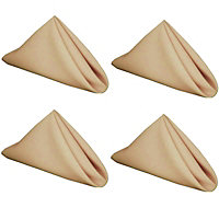 Set Of 4 Latte Polyester Square Napkins Table Cloth Wedding Hotel Linen Dinner Party