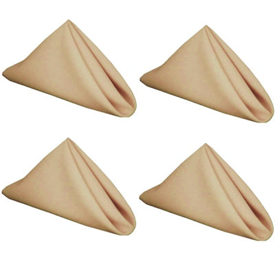 Set Of 4 Latte Polyester Square Napkins Table Cloth Wedding Hotel Linen Dinner Party