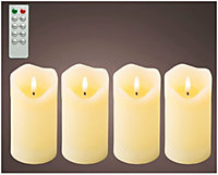 Set of 4 Led Candles with Rustic Wave Top - Warm White - Includes Remote Control
