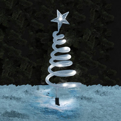 Set Of 4 Led Tree Path Finder Stake String Lights - Spiral Christmas Decoration Lights - With 40 White Or Multi-coloured