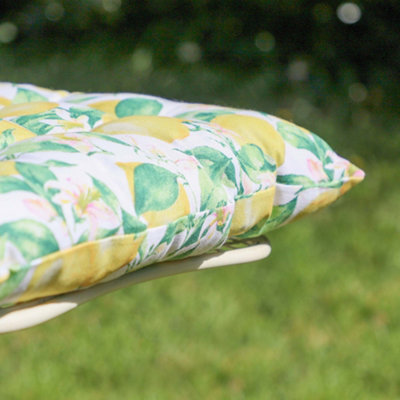 Set of 4 Lemons Printed Outdoor Garden Furniture Chair, Bench Seat Pads