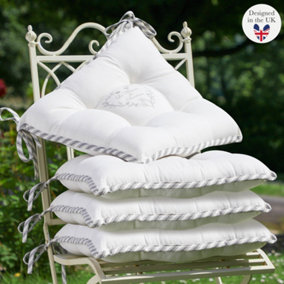 Set of 4 Love Heart Print Outdoor Garden Chair Seat Pad Cushions
