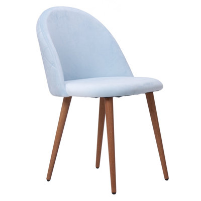 Set of 4 Lucia Velvet Dining Chairs Upholstered Dining Room Chairs, Duck Egg Blue