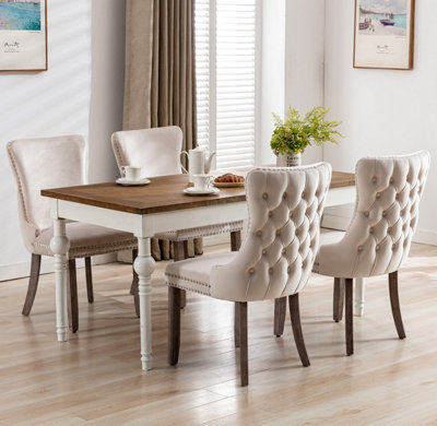 Set of 4 Lux Velvet Tufted Kitchen Dining Chairs Office Bedroom ...
