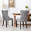 Set of 4 Lux Velvet Tufted Kitchen Dining Chairs Wing High Back Office Bedroom Chairs Blue