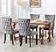 Set of 4 Lux Velvet Tufted Kitchen Dining Chairs Wing High Back Office Bedroom Chairs Grey