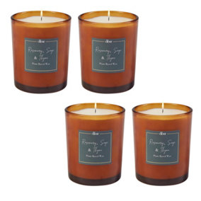 Set of 4 Luxury Scented Candle Rosemary, Sage & Thyme Home Fragrance Table Candle 20cl