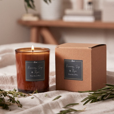 Set of 4 Luxury Scented Candle Rosemary, Sage & Thyme Home Fragrance Table Candle 20cl