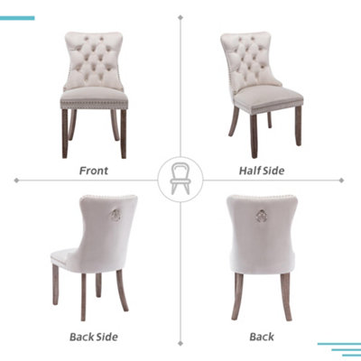 Set of 4 Mid Century Modern Dining Chairs, Velvet Upholstered Accent Chair,Beige