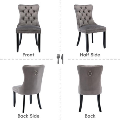 Set of 4 Mid Century Modern Dining Chairs, Velvet Upholstered Accent Chair,Grey