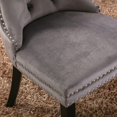Set of 4 Mid Century Modern Dining Chairs, Velvet Upholstered Accent Chair,Grey