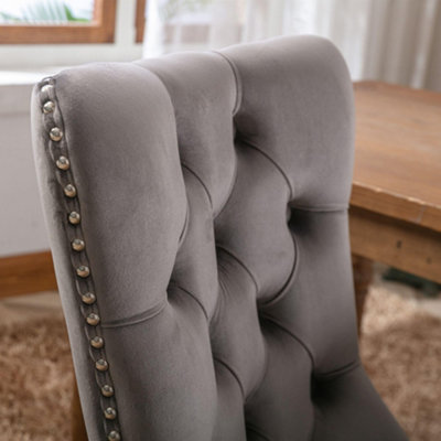 Set of 4 Mid Century Modern Dining Chairs, Velvet Upholstered Accent Chair,Grey