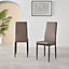 Set of 4 Milan Cappuccino Beige High Back Soft Touch Diamond Pattern Faux Leather Black Powder Coated Metal Leg Dining Chairs
