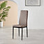 Set of 4 Milan Cappuccino Beige High Back Soft Touch Diamond Pattern Faux Leather Black Powder Coated Metal Leg Dining Chairs