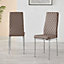 Set of 4 Milan Cappuccino Beige High Back Soft Touch Diamond Pattern Faux Leather Chromed Metal Leg Dining Chairs