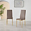 Set of 4 Milan Cappuccino Beige High Back Soft Touch Diamond Pattern Faux Leather Golden Chrome Metal Leg Dining Chairs