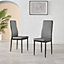Set of 4 Milan Elephant Grey High Back Soft Touch Diamond Pattern Faux Leather Black Powder Coated Metal Leg Dining Chairs