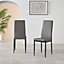 Set of 4 Milan Elephant Grey High Back Soft Touch Diamond Pattern Faux Leather Black Powder Coated Metal Leg Dining Chairs