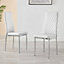 Set of 4 Milan White High Back Soft Touch Diamond Pattern Faux Leather Chromed Metal Leg Dining Chairs