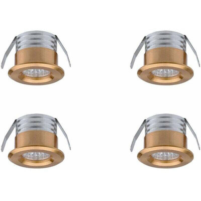 Set of 4 mini recessed LED spotlights 3 W warm white gold