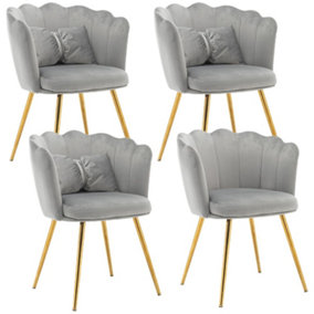 Set of 4 Modern Velvet Dining Chairs with Butterfly Pillow