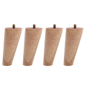 Set of 4 Natural Round Sloping Wooden Furniture Legs Table Legs H 10cm