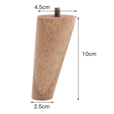 Set of 4 Natural Round Sloping Wooden Furniture Legs Table Legs H 10cm