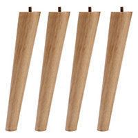 Set of 4 Natural Round Sloping Wooden Furniture Legs Table Legs H 20cm