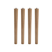 Set of 4 Natural Round Solid Wood Furniture Legs Table Legs H 45cm
