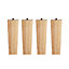 Set of 4 Natural Square Solid Wood Furniture Legs Table Legs H 16 cm