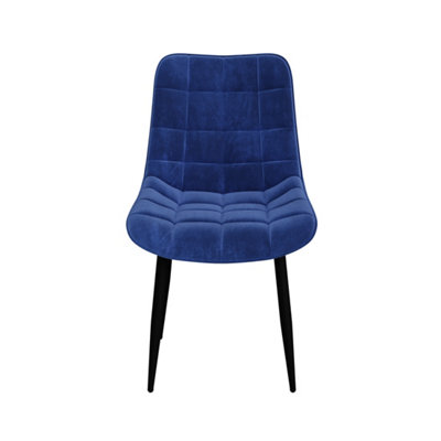 Set Of 4 Nova Modern Velvet Dining Chair Padded Seat Metal Legs Kitchen (Blue)