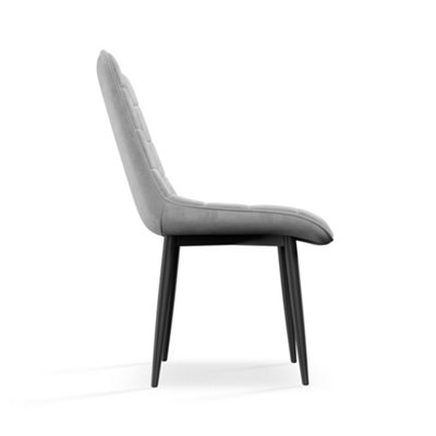 Set Of 4 Nova Modern Velvet Dining Chair Padded Seat Metal Legs Kitchen (Grey)