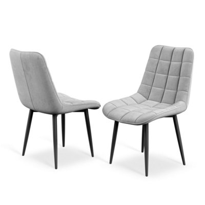 Set Of 4 Nova Modern Velvet Dining Chair Padded Seat Metal Legs Kitchen (Grey)