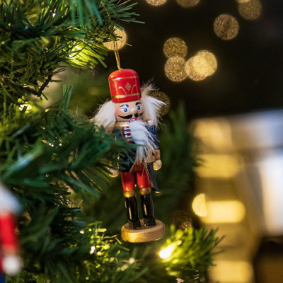 Set of 4 Nutcracker Pendants Tree Decoration Hanging Festive Décor Traditional Wooden Nutcracker - 7