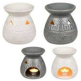 Set Of 4 Oil Burners Fragrance Decoration 12Cm Wax Melts Tea Light Ceramic Tiki