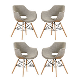Set of 4 Olivia Fabric Dining Chairs Upholstered Dining Room Chair, Beige