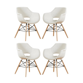Set of 4 Olivia Fabric Dining Chairs Upholstered Dining Room Chair, Cream