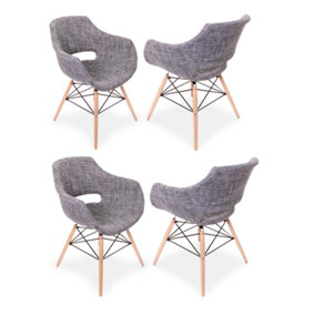 Set of 4 Olivia Fabric Dining Chairs Upholstered Dining Room Chair, Grey