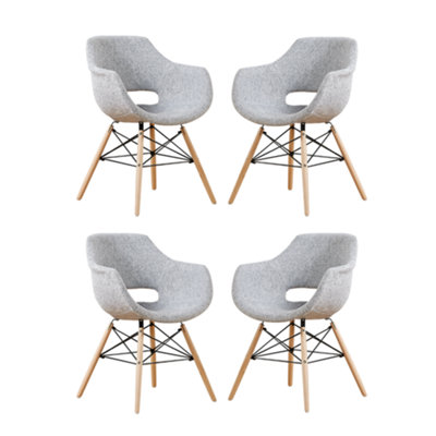 Set of 4 Olivia Fabric Dining Chairs Upholstered Dining Room Chair, Light Grey