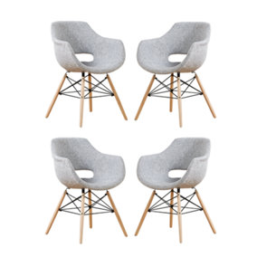 Set of 4 Olivia Fabric Dining Chairs Upholstered Dining Room Chair, Light Grey