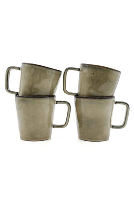 Set of 4 Oslo Oatmeal Reactive Glaze Ceramic Mugs