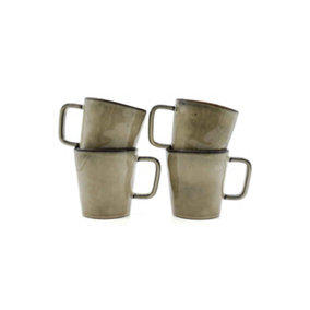 Set of 4 Oslo Oatmeal Reactive Glaze Ceramic Mugs
