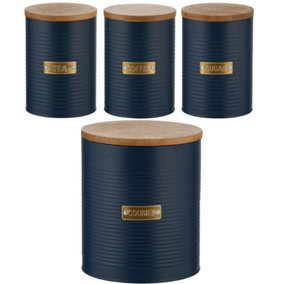 Set of 4 Otto Navy Storage Jars