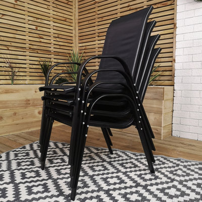 Set of 4 Outdoor Garden Patio Textilene Furniture Chairs in Black DIY at B Q