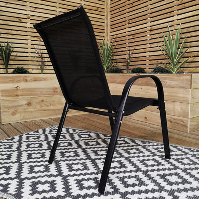 Set of 4 Outdoor Garden Patio Textilene Furniture Chairs in Black - 4